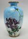 Japanese Meiji-era Cloisonne Vase By Ota Jinnoei Blue Flower C. 1890 Antique