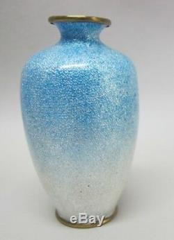 JAPANESE MEIJI-ERA CLOISONNE Vase by OTA JINNOEI Blue Flower c. 1890 antique