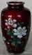 Japanese Sato Cloisonne' Vase Pigeon Blood Ginbari Older 5 Very Nice