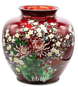 Japan 1910 Meiji Period Ando Jubei Massive Chrysanthemums Cloisonne Vase Rare