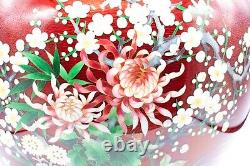 Japan 1910 Meiji Period Ando Jubei Massive Chrysanthemums Cloisonne Vase Rare