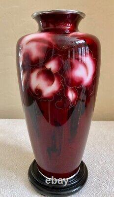 Japanese ANDO Cloisonne Ruby Red Flower Vase