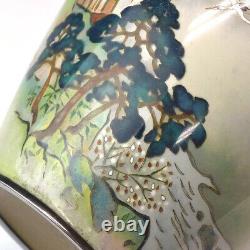 Japanese Antique Cloisonne Vase Mountain and River Landscape Pair Meiji Period