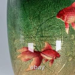 Japanese Antique Meiji Cloisonne Vase Goldfish SIGNED Kumeno Teitaro