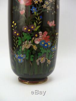 Japanese Antique Meiji Period (1868-1912) Fine Cloisonne Vase Flowers Bird