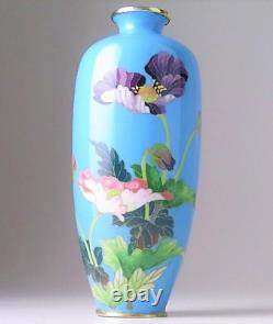 Japanese Antique Owari Cloisonne Porcelain Vase Flowers Meiji Era H7.2