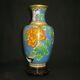 Japanese Antique Cloisonne Copper Vase Wire Decoration Of Butterfly And Flowers