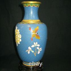 Japanese Antique cloisonne copper vase wire decoration of butterfly and flowers