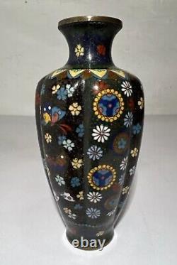 Japanese CLOISONNE Enamel on Bronze 7.25 Vase, Meiji Period