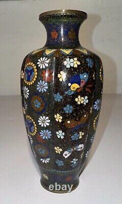 Japanese CLOISONNE Enamel on Bronze 7.25 Vase, Meiji Period