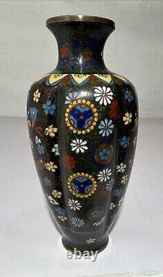 Japanese CLOISONNE Enamel on Bronze 7.25 Vase, Meiji Period