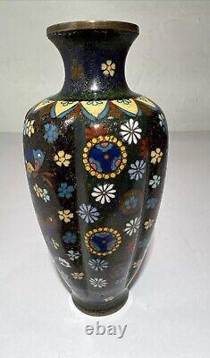 Japanese CLOISONNE Enamel on Bronze 7.25 Vase, Meiji Period