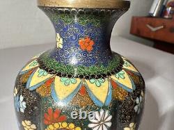 Japanese CLOISONNE Enamel on Bronze 7.25 Vase, Meiji Period