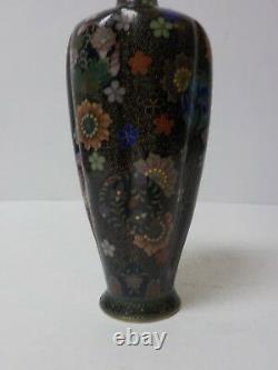 Japanese CLOISONNE Enamel on Bronze 7.25 Vase, Meiji Period