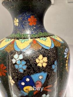 Japanese CLOISONNE Enamel on Bronze 7.25 Vase, Meiji Period