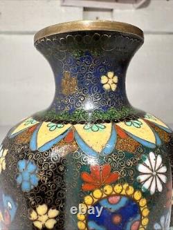 Japanese CLOISONNE Enamel on Bronze 7.25 Vase, Meiji Period