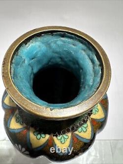 Japanese CLOISONNE Enamel on Bronze 7.25 Vase, Meiji Period