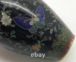 Japanese CLOISONNE Multi-Color 4-3/4 Vase with Butterflies & Flowers (RF-FR15)