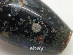 Japanese CLOISONNE Multi-Color 4-3/4 Vase with Butterflies & Flowers (RF-FR15)