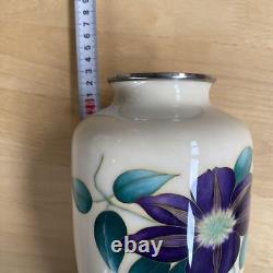 Japanese CLOISONNE Vase FLOWER Pattern 8.4 inch Signature TAMURA