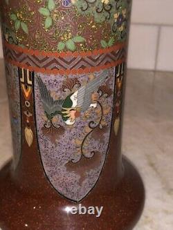Japanese Cloisonne 4 Dragon And Ho Bird Vase