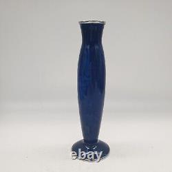 Japanese Cloisonne Ando Slender Vase 7.5 flower pattern Deep Blue On Silver