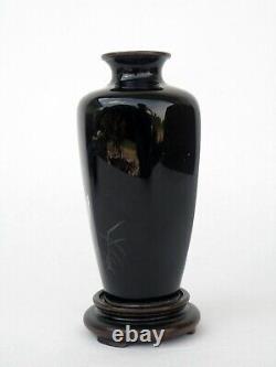 Japanese Cloisonne Antique Vase Manchourian Wading Bird Decor Meiji
