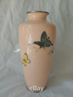 Japanese Cloisonne Butterfly Vase Faint Mark, Possibly Ando