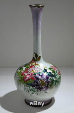 Japanese Cloisonne Enamel Floral Vase Circa 1900