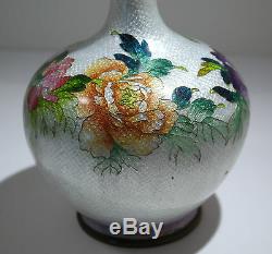 Japanese Cloisonne Enamel Floral Vase Circa 1900