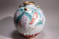 Japanese Cloisonne Enamel Flower Vases 10.94inch Gilt Jar Ikebana Wisteria