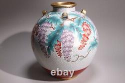 Japanese Cloisonne Enamel Flower Vases 10.94inch Gilt Jar Ikebana Wisteria
