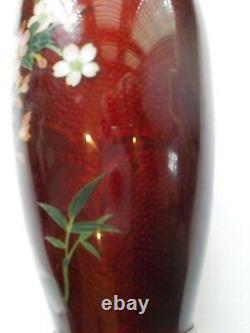 Japanese Cloisonne Enamel GINBARI 7.25 Vase, Silver Rims