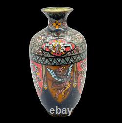 Japanese Cloisonné Enamel on Bronze Vase Dragon & Phoenix Meiji 19th C. 7