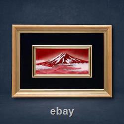 Japanese Cloisonne Frame New Red Fuji 33x44.5x5 Antique #218