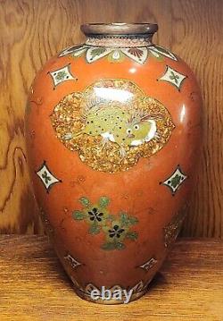 Japanese Cloisonne Kyoto Shippo Style Antique Meiji Vase 6