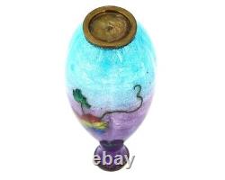 Japanese Cloisonne Rainbow Meiji Era Ginbari Vase Signed