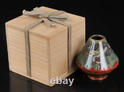 Japanese Cloisonne Vase Dragon over Mount Fuji H4.2 withwooden box