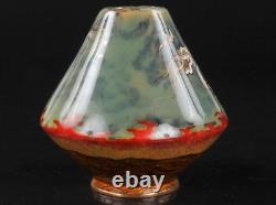 Japanese Cloisonne Vase Dragon over Mount Fuji H4.2 withwooden box