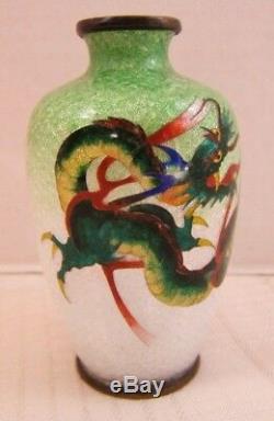Japanese Cloisonne Vase Ginbari With Dragon Signed