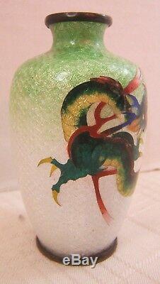 Japanese Cloisonne Vase Ginbari With Dragon Signed