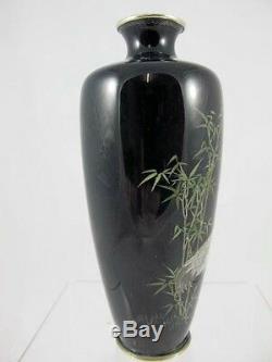 Japanese Cloisonne Vase Meiji Period, Crane & Bamboo, C 1890's