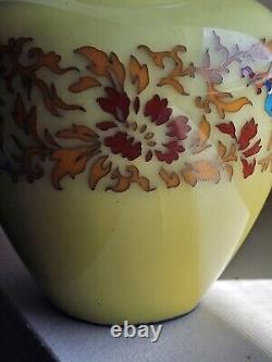 Japanese Cloisonne Vase Phoenix On Lemon Yellow Ground