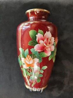 Japanese Cloisonne Vase With Roses