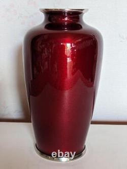 Japanese Cloisonne ware Vase Pot 5.9 inch tall Red color