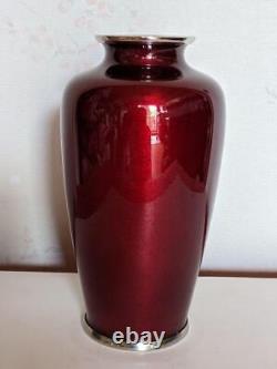 Japanese Cloisonne ware Vase Pot 5.9 inch tall Red color