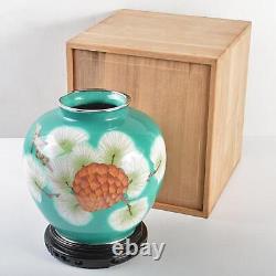 Japanese Cloisonne ware Vase Pot Pinecone pattern 7.4 inch tall