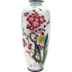 Japanese Ginbari Cloisonne Floral Vase Early 1900's