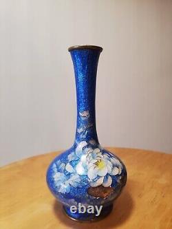 Japanese Ginbari Cloisonne Meiji Era Vase Signed by Hattori Tadasaburo