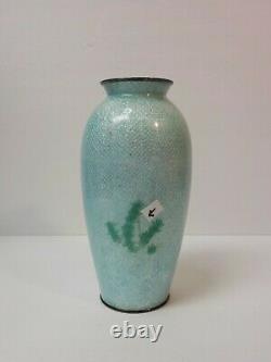 Japanese Ginbari Foil Cloisonne 7.25 Vase on Silver, Signed ANDO